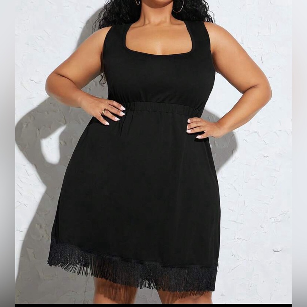 NWT Black fringe dress
